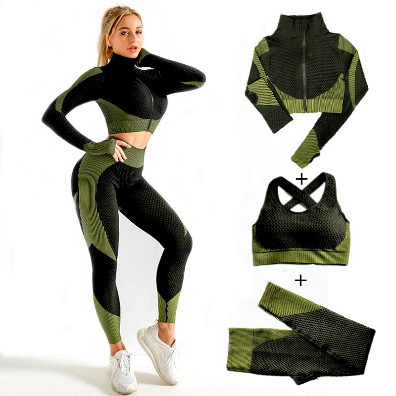 Compression Long Pant - Vrouwen Naadloze Yoga Sets 2Pcs/3Pcs Vrouwen